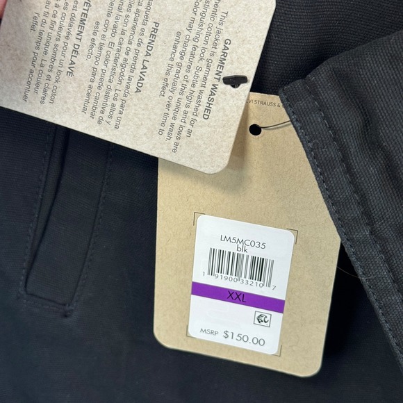 Levi's XXL Black Harrington Bomber Jacket Cotton Blend Zip Moto Lined NWT Mens - Picture 10 of 11